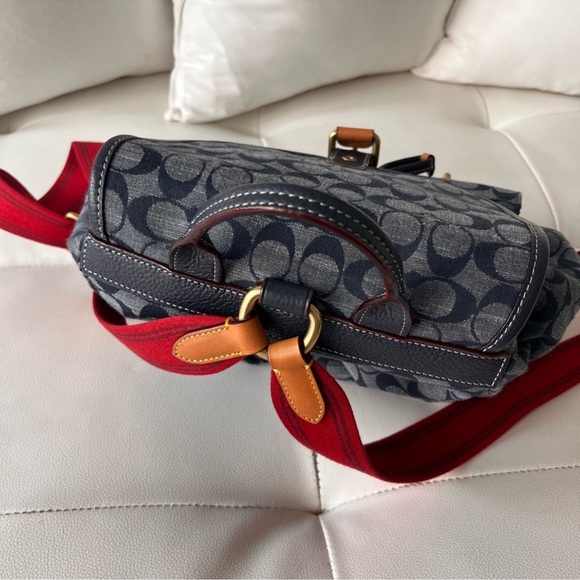 🐎COACH CARGO🐎  DENIM SIGNATURE CANVAS BACKPACK - Picture 8 of 14